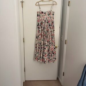 cinq a sept Floral Midi Dress in Cream, Pink & Navy